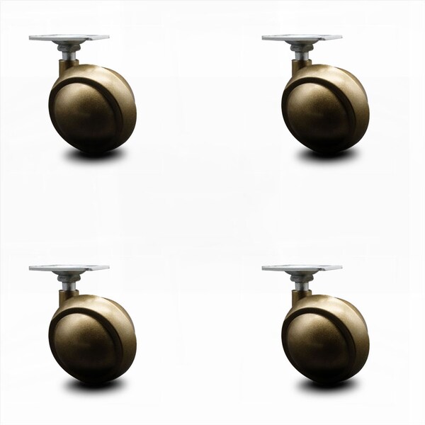 2.5 Inch Windsor Antique Metal Ball Caster - Top Plate, 4PK